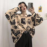 Chinese Art Pattern Printed Blouse Shirt